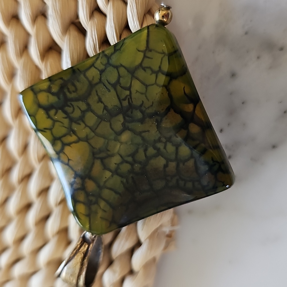💚HP💚Dragon Veins Agate Vintage Pendant - Picture 5 of 6